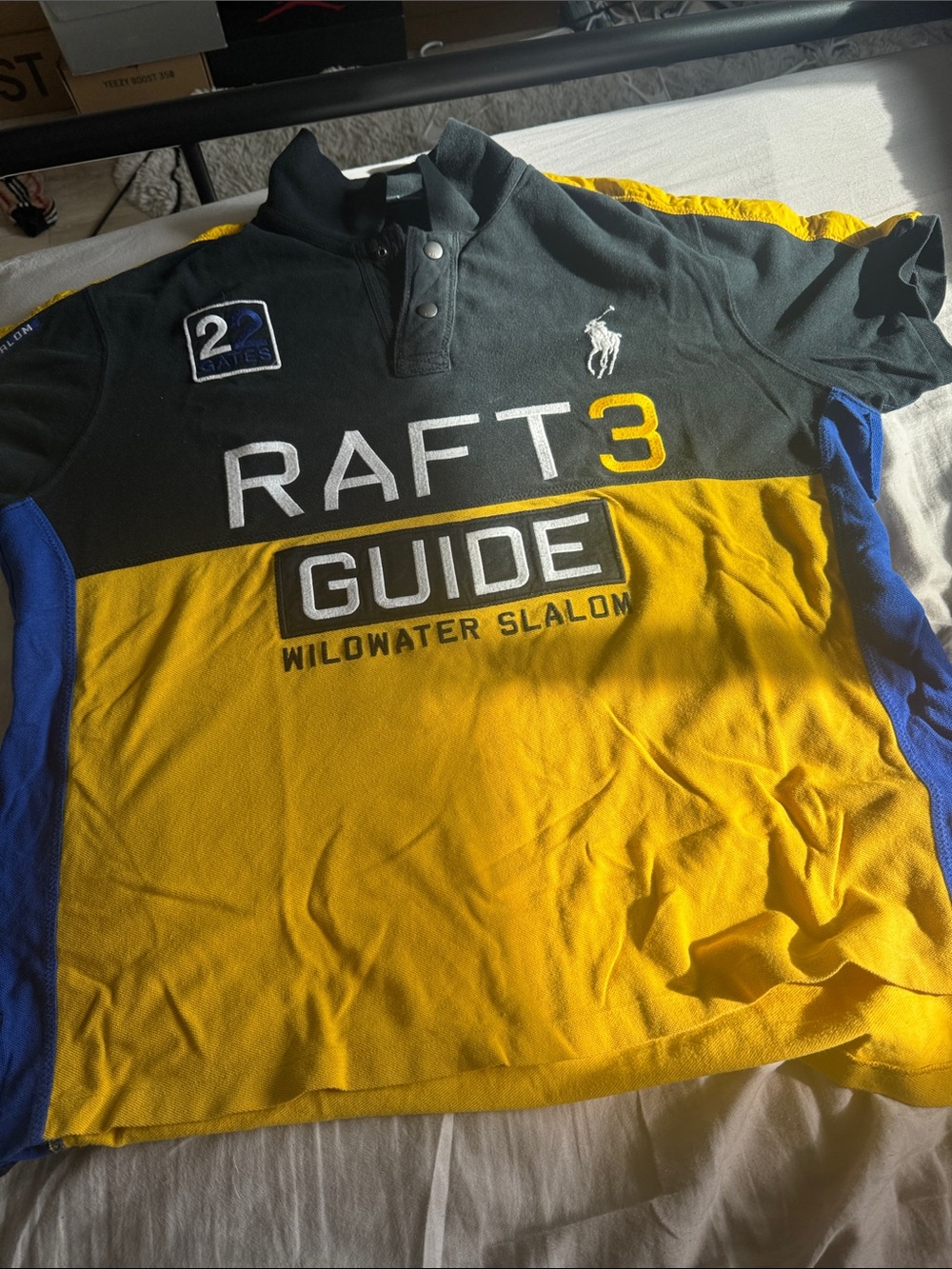 Ralph Lauren Black, Yellow & Blue 'RAFT 3 GUIDE' Polo
